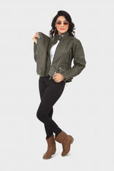 HAARLEM Women KUZE 11104 Leather Jacket Olive Green